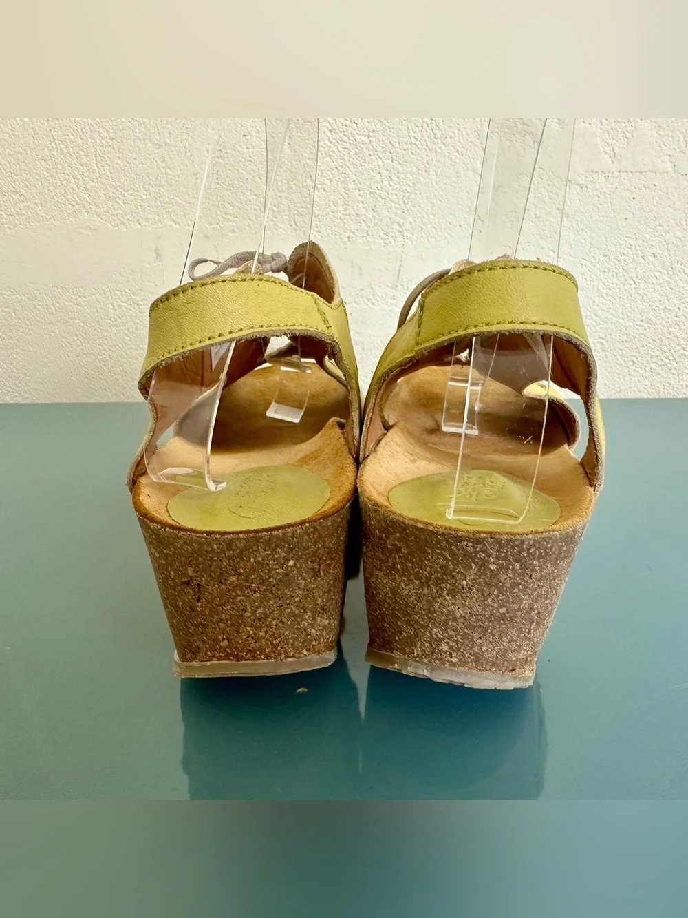 Sergio Tomani Patricia Lime Yellow Leather Wedge Sandal Sz EU 42 US 10.5-11